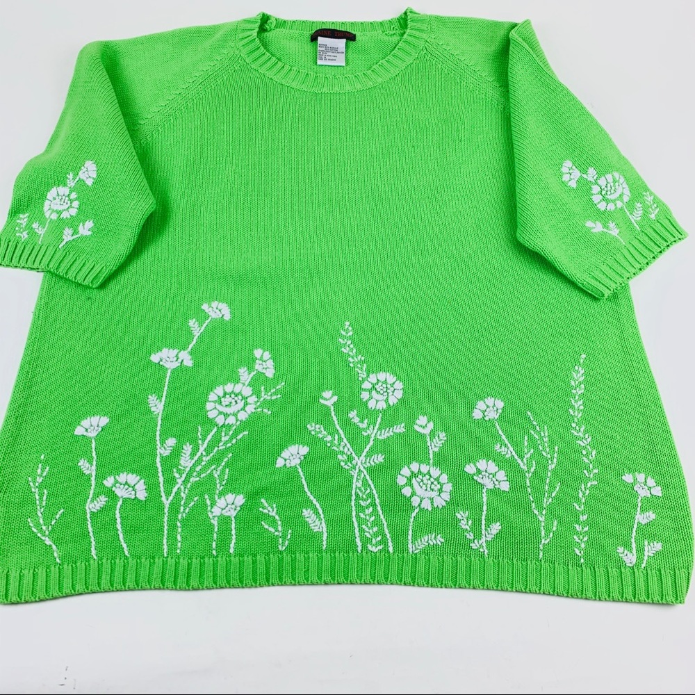 Blaine Trump - Long Sleeves Sweater- Green -1X